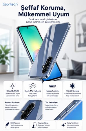 Samsung Galaxy A27 5G Uyumlu Kılıf Şeffaf Kamera Korumalı 3D