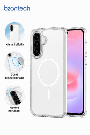 Samsung Galaxy A37 Uyumlu YUMUŞAK Magsafe Kablosuz Şarj Destekli Şeffaf Kılıf Kamera İçin Yükseltilmiş Çerçeve