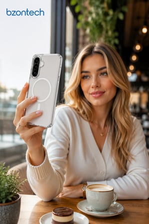 Samsung Galaxy A37 Uyumlu YUMUŞAK Magsafe Kablosuz Şarj Destekli Şeffaf Kılıf Kamera İçin Yükseltilmiş Çerçeve