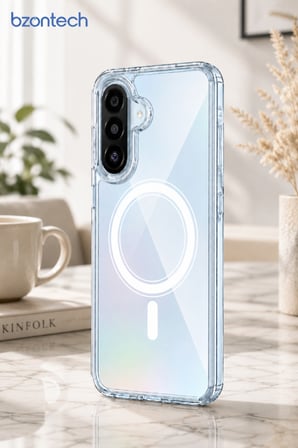 Samsung Galaxy A57 Uyumlu YUMUŞAK Magsafe Kablosuz Şarj Destekli Şeffaf Kılıf Kamera İçin Yükseltilmiş Çerçeve