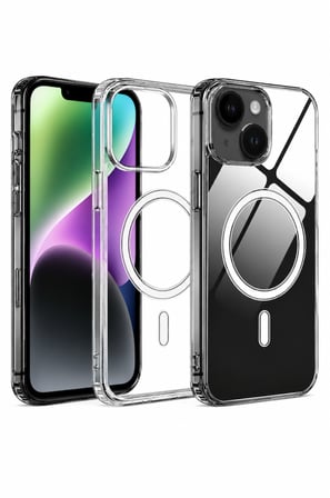 iPhone 13 / 14 / 15 Uyumlu YUMUŞAK Magsafe Kablosuz Şarj Destekli Şeffaf Kılıf Kamera İçin Yükseltilmiş Çerçeve