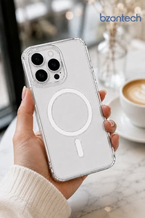 iPhone 16 Pro Max Uyumlu YUMUŞAK Magsafe Kablosuz Şarj Destekli Şeffaf Kılıf Kamera İçin Yükseltilmiş Çerçeve