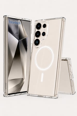 Samsung S24 Ultra Uyumlu YUMUŞAK Magsafe Kablosuz Şarj Destekli Şeffaf Kılıf Kamera İçin Yükseltilmiş Çerçeve