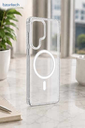 Samsung Galaxy S26 Ultra Uyumlu YUMUŞAK Magsafe Kablosuz Şarj Destekli Şeffaf Kılıf Kamera İçin Yükseltilmiş Çerçeve