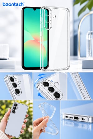 Samsung Galaxy A27 Uyumlu Kılıf Şeffaf Kamera Korumalı 3D