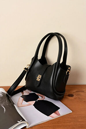 Kadın Kilit Detaylı Kaliteli Deriden Çapraz Çanta Omuz çantası Makyaj Çantalı