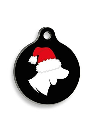 Christmas Serisi Beagle Siluet Yuvarlak Kedi ve Köpek Künyesi Large: 3,8 cm.