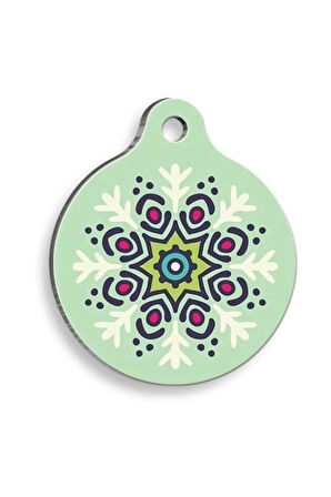 Mandala Yuvarlak Kedi ve Köpek Künyesi Small: 2,5 cm.