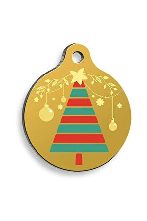 Christmas Serisi Triangle Tree Yuvarlak Kedi ve Köpek Künyesi Small: 2,5 cm.