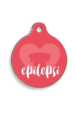 Epilepsi Köpek Kırmızı Yuvarlak Köpek Künyesi Medium: 3 cm.