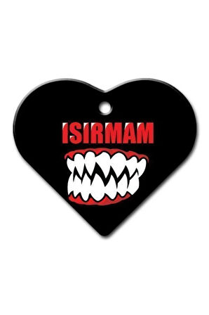 Isırmam Diş Desenli Geniş Kalp Kedi Köpek Künyesi Small