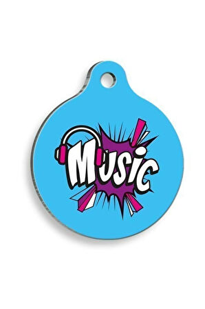 Music 2 Yuvarlak Kedi ve Köpek Künyesi Medium: 3 cm.
