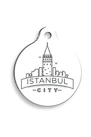 Galata Kulesi 2 Yuvarlak Kedi ve Köpek Künyesi Large: 3,8 cm.