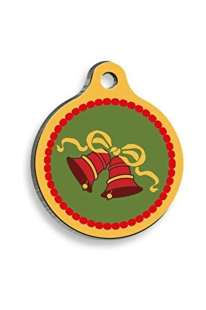 Christmas Serisi Bell Yuvarlak Kedi ve Köpek Künyesi Medium: 3 cm.