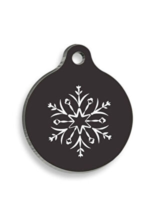 Christmas Serisi Merry Snow Flake Grey Yuvarlak Kedi ve Köpek Künyesi Large: 3,8 cm.