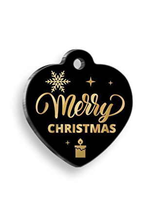 Christmas Serisi Exclusive Merry Christmas Kalp Kedi ve Köpek Künyesi Large: 4,2 x 4,5 cm.