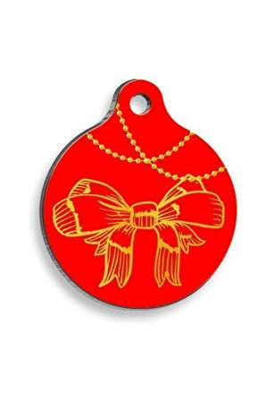 Christmas Serisi Red Gift Yuvarlak Kedi ve Köpek Künyesi Large: 3,8 cm.