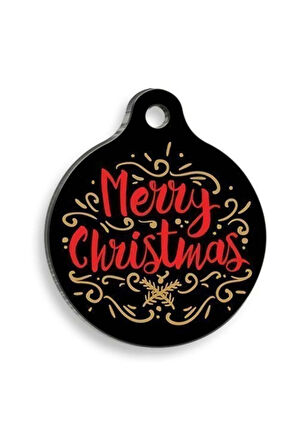 Christmas Serisi Black Merry Yuvarlak Kedi ve Köpek Künyesi