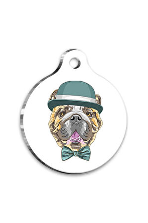 Tasarım English Bulldog Yuvarlak Köpek Künyesi Medium 3 cm