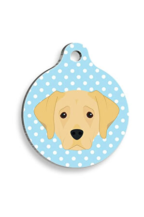 Mavi Puantiyeli Labrador Yuvarlak Köpek Künyesi Small 2,5 cm