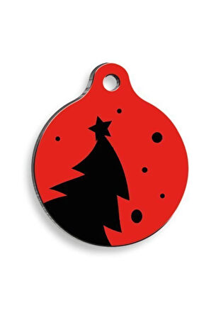 Christmas Serisi Comic Tree Yuvarlak Kedi ve Köpek Künyesi Small: 2,5 cm.