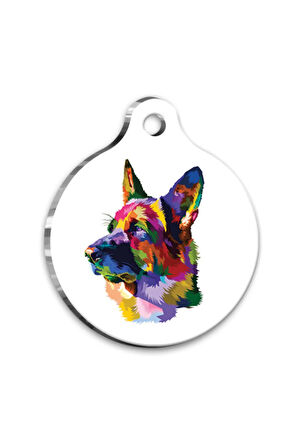 İllüstrasyon Alman Çoban Kurdu Yuvarlak Köpek Künyesi Large 3,8 cm