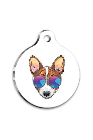 Tasarım Basenji Yuvarlak Köpek Künyesi Medium 3 cm