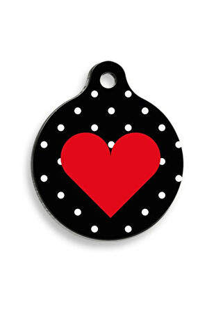Kırmızı Kalp Yuvarlak Şekilli Kedi ve Köpek Künyesi XLarge 3,3 x 5 cm
