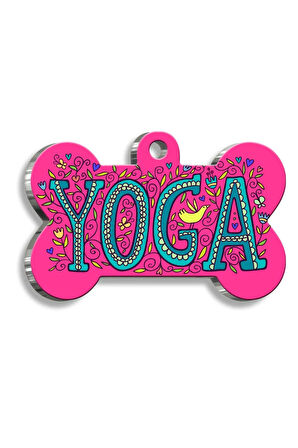 Yoga Pembe Kemik Şekilli Kedi Köpek Künyesi Medium 2,6 x 3,8 cm