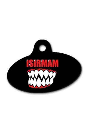 Isırmam Diş Desenli Elips Köpek Künyesi Large