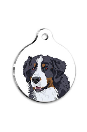 Tasarım Bernese Mountain Yuvarlak Köpek Künyesi Small 2,5 cm