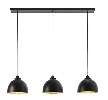 Rsylight Masa Üstü 3 lü Dekoratif Siyah Retro Metal Sarkıt Avize 100 cm