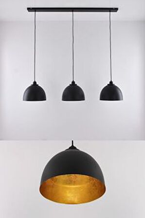 Rsylight Masa Üstü 3 lü Dekoratif Siyah Retro Metal Sarkıt Avize 100 cm