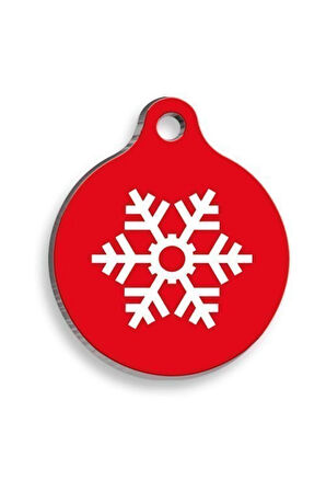 Christmas Serisi Snow Flake Yuvarlak Kedi ve Köpek Künyesi Medium: 3 cm.