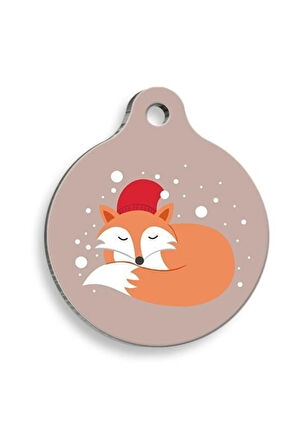 Kış Tilkisi Yuvarlak Kedi ve Köpek Künyesi Large: 3,8 cm.