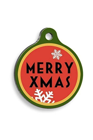 Christmas Serisi Merry Xmas Yuvarlak Kedi ve Köpek Künyesi