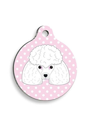 Pembe Puantiyeli Kaniş Yuvarlak Köpek Künyesi Large 3,8 cm