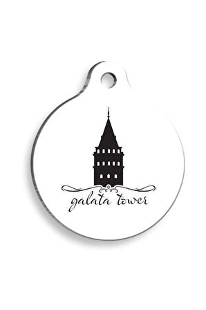 Galata Kulesi Yuvarlak Kedi ve Köpek Künyesi Large: 3,8 cm.