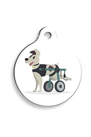 Tekerlekli Sandalye Yuvarlak Kedi ve Köpek Künyesi Large: 3,8 cm.