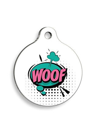 Woof Balonlu Yuvarlak Köpek Künyesi Small: 2,5 cm.