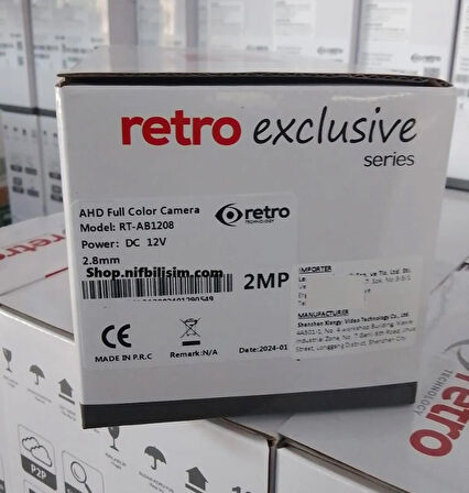 Nif Bilişim Retro RT-AB1208 2mp 2.8mm Sabit Lens 8 Led FullColor Gece Renkli IR Bullet AHD Kamera
