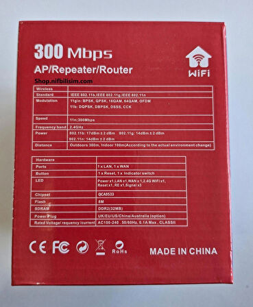 Retro RT-U10-300M 2.4GHZ 300Mbps Access Point Mod Repeater Mod Router Mod 3 Fonksiyonlu Menzil Genişletici