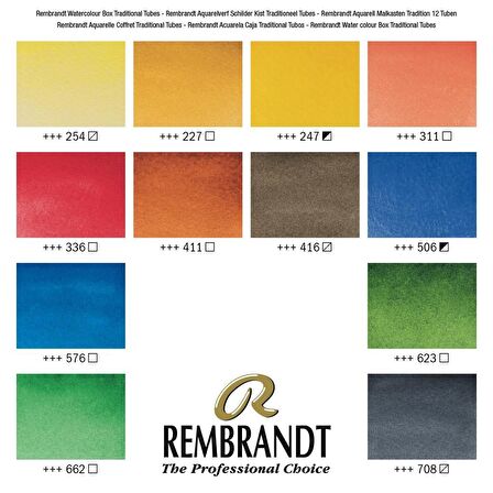 Rembrandt PROF. TÜP SULU BOYA SETİ - AHŞAP KUTU 12 RENK 5ML (GENERAL SELECTION)