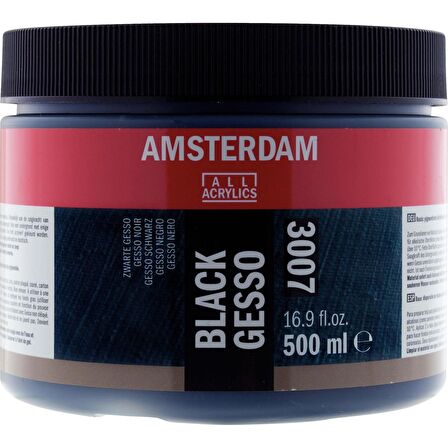 Amsterdam Siyah gesso 007 kavanoz 500 ml