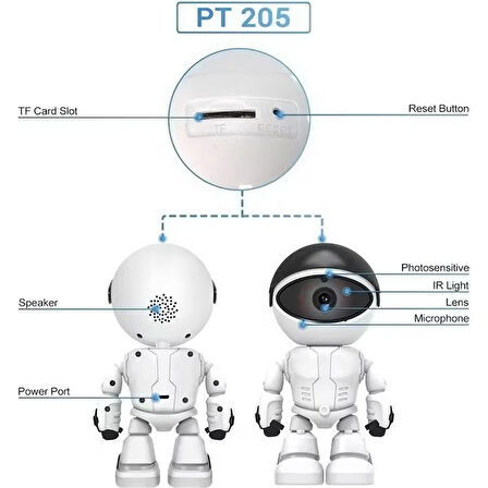 Robot Görünümlü Uyumlu Bebek Evcil Hayvan/Hırsız/Bakıcı Gözetleme Kamerası Gece Görüşü