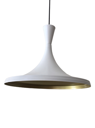 Retro Metal Sarkıt Avize Rustik Tekli Sarkıt Beyaz İçi Sarı 36 cm