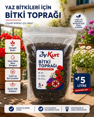 Bitki Toprağı Yaz Çiçekleri İçin 5 Litre Cocopeat Perlit Pomza İçerikli Balkon Bahçe Saksı Toprağı