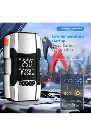 12000 Mah Akü Takviye Cihazi + 150PSİ Lastik Şişirme Hava Kompresörü Lcd Ekran Powerbank Led Lamba