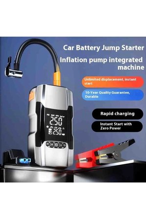 12000 Mah Akü Takviye Cihazi + 150PSİ Lastik Şişirme Hava Kompresörü Lcd Ekran Powerbank Led Lamba