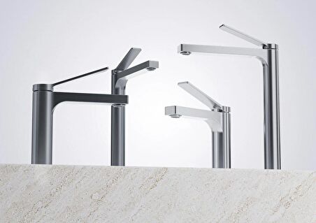 CREAVİT Ritmo Uzun Lavabo Armatürü Metalik Gri RT6500GR